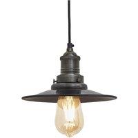 Industville Brooklyn Flat Pendant, 8 Inch, Pewter, Pewter Holder in Dark Grey