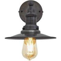 Industville Brooklyn Flat Wall Light, 8 Inch, Pewter, Pewter Holder in Dark Grey