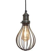 Brooklyn Balloon Cage Pendant, 6 Inch, Pewter, Pewter Holder