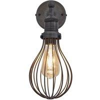 Industville Brooklyn Balloon Cage Wall Light, 6 Inch, Pewter, Pewter Holder in Dark Grey