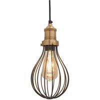 Brooklyn Balloon Cage Pendant, 6 Inch, Pewter, Brass Holder