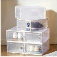 12Pcs White Plastic Foldable Stackable Storage Shoe Boxes