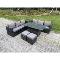 8 Seater Wicker Rattan Rising Table Sets Footstool Extra Side Table