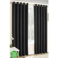 Enhanced Living Plain Thermal Room Darkening Pair of Curtains For Bedroom & Livingroom in Black | Size: 229 cm width x 274 cm drop