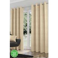 Enhanced Living Thermal Energy Saving Eyelet Curtain With Wave Pattern - Ideal For Living Room & Bedroom in Cream | Size: 229 cm width x 229 cm drop