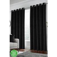 Enhanced Living 100% Blackout Luxury Supersoft Velvet Thermal Eyelet Curtains for Living Room & Bedrooms in Black | Size: 168 cm width x 183 cm drop