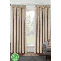 Enhanced Living 100% Blackout Luxury Supersoft Velvet Thermal Tape Top Curtains for Living Room & Bedrooms in Cream | Size: 168 cm width x 137 cm drop
