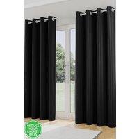 Enhanced Living Plain Supersoft Thermal Room Darkening Eyelet Curtains - Pair in Black | Size: 229 cm width x 229 cm drop