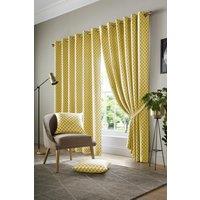 Alan Symonds Cotswold Fully Lined Ready Made Ring Top Eyelet Curtains in Yellow | Size: 117 cm width x 229 cm drop