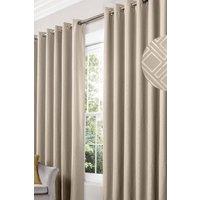 Alan Symonds Diamond Blackout Eyelet Curtains Thermal Lined Ready Made Curtains in Cream | Size: 229 cm width x 183 cm drop