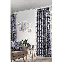 Alan Symonds Skandi Geometric Jacquard Fully Lined Taped Curtains in Navy | Size: 168 cm width x 183 cm drop