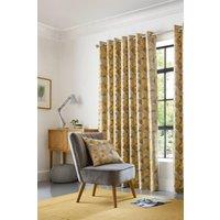 Alan Symonds Skandi Geometric Jacquard Fully Lined Eyelet Curtains in Yellow | Size: 168 cm width x 137 cm drop