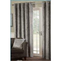 Alan Symonds Crushed Velvet Fully Lined Eyelet Curtains in Silver | Size: 168 cm width x 137 cm drop