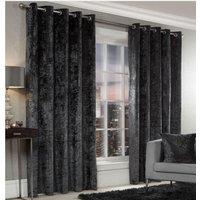 Alan Symonds Crushed Velvet Fully Lined Eyelet Curtains in Charcoal | Size: 168 cm width x 137 cm drop