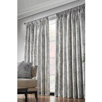 Alan Symonds Fiji Lined Taped Pencil Pleat Curtains in Silver | Size: 168 cm width x 183 cm drop