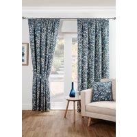Sundour Aviary Pencil Pleat Curtains Taped Curtain Pair in Blue | Size: 117 cm width x 183 cm drop