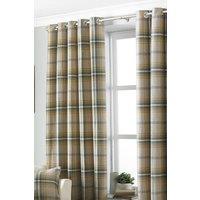 Paoletti Aviemore Tartan Faux Wool Eyelet Curtains in Yellow | Size: 117 cm width x 137 cm drop