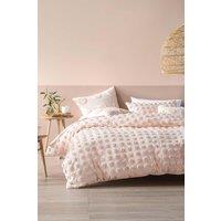 Linen House Haze Tufted Polka Dot Duvet Cover Set in Peach | Size: King