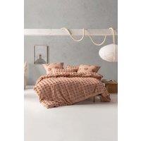 Linen House Haze Tufted Polka Dot Duvet Cover Set in Light Brown | Size: King