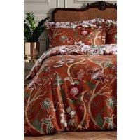 Paoletti Botanist Floral 200TC Cotton Sateen Duvet Cover Set in Maroon | Size: Double