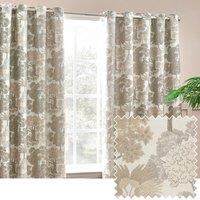 Wylder Nature Woodlands Jacquard Room Darkening Eyelet Curtains in Natural | Size: 117 cm width x 137 cm drop