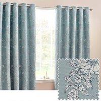 Wylder Nature Sophia Floral Jacquard Room Darkening Eyelet Curtains in Light Blue | Size: 117 cm width x 183 cm drop