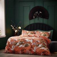 Wylder Tropics Kushiro Tropical Cotton Rich Duvet Cover Set in Coral | Size: Super King