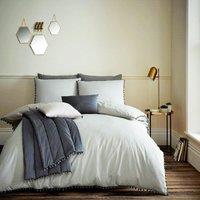 Smart Living Premium Polycotton Pom Pom Duvet Cover With Pillowcases in Grey | Size: King