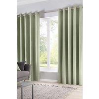 Fusion 'Sorbonne' 100% Cotton Light Filtering Plain Dyed Eyelet Curtains in Green | Size: 229 cm width x 229 cm drop