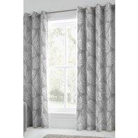 Fusion 'Matteo' 100% Cotton Light Filtering Pair of Eyelet Curtains in Grey | Size: 229 cm width x 229 cm drop