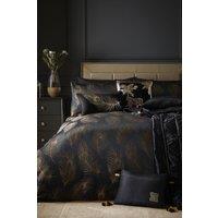 Laurence Llewelyn-Bowen 'Dandy' Decadent Metallic Feather Design Duvet Cover Set in Black | Size: King