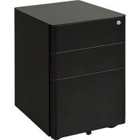 VINSETTO 3 Draw Metal Filing Cabinet Lockable 4 Wheels Compact Under Desk Compact in Black
