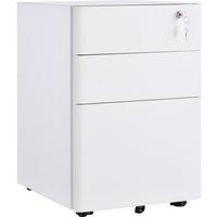 VINSETTO 3 Draw Metal Filing Cabinet Lockable 4 Wheels Compact Under Desk Compact in White