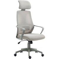 VINSETTO Mesh Back Office Chair w/ Adjustable Height Padded Headrest in Grey