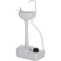 OUTSUNNY Portable Camping Sink with Towel Holder & Soap Dispenser Hand Wash in Grey