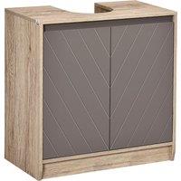 HOMCOM Under Sink Storage Cabinet Adjustable Shelf 2 Doors Retro Cabinet in Grey