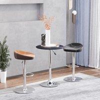 HOMCOM Adjustable Round Bistro Bar Table PU Leather Top Steel Base Bistro in Black