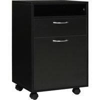 HOMCOM Home Rolling File Cabinet Mobile Printer Cart Nightstand Office Filing Organizer in Black