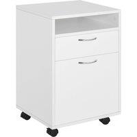 HOMCOM Home Rolling File Cabinet Mobile Printer Cart Nightstand Office Filing Organizer in White