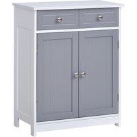 Kleankin Bathroom Floor Storage Cabinet w/ 2 Drawers Door Cupboard