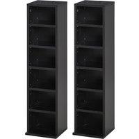 HOMCOM Set of 2 CD Media Display Shelf Unit Tower Rack Adjustable in Black