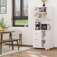 HOMCOM Tall Style Free Standing Kitchen Storage Wooden Cabinet in White