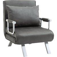 HOMCOM Single Chair Bed Armchair Sofa Bed Guest Sleeper Lounge with Pillow in Dark Grey