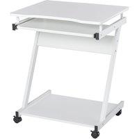 HOMCOM Movable Computer Desk with 4 Moving Wheels Sliding Keyboard Tray in White