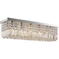 HOMCOM Modern Crystal Ceiling Light Square Chandelier for Home Office in Silver