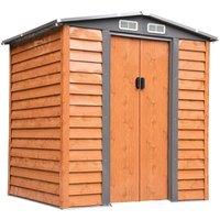 OUTSUNNY Garden Shed Tool Storage Overlap Construction Sliding Door Brown Wood Grain