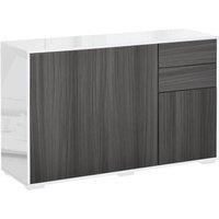 HOMCOM Gloss Push-Open Side Cabinet W/ 2 Drawer, 2 Door Cabinet for Home Office in Grey