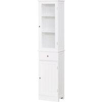 Kleankin Organizer Restroom Tower Tall Pantry Tower with Multi Tier Shelving in White