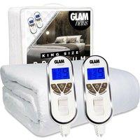 Glamhaus Electric Blanket King Bed Size Heated Fitted Mattress Cover in White