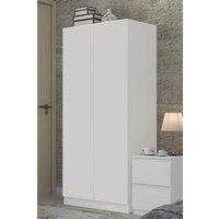 FWStyle Stora White 2 Door Double Wardrobe Push To Open Soft Close (H) 180 (W) 80 (D) 50cm